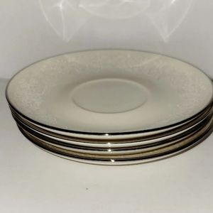 Gorham BRIDAL BOUQUET Set Of 4 Saucers (6") FINE CHINA Cream + Platinum Trim